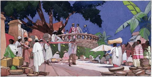 Jean Laborde (1804-78) och drottning Ranavalona I (1788-1861) av Madagaskar ca 1855, ca 1910-20